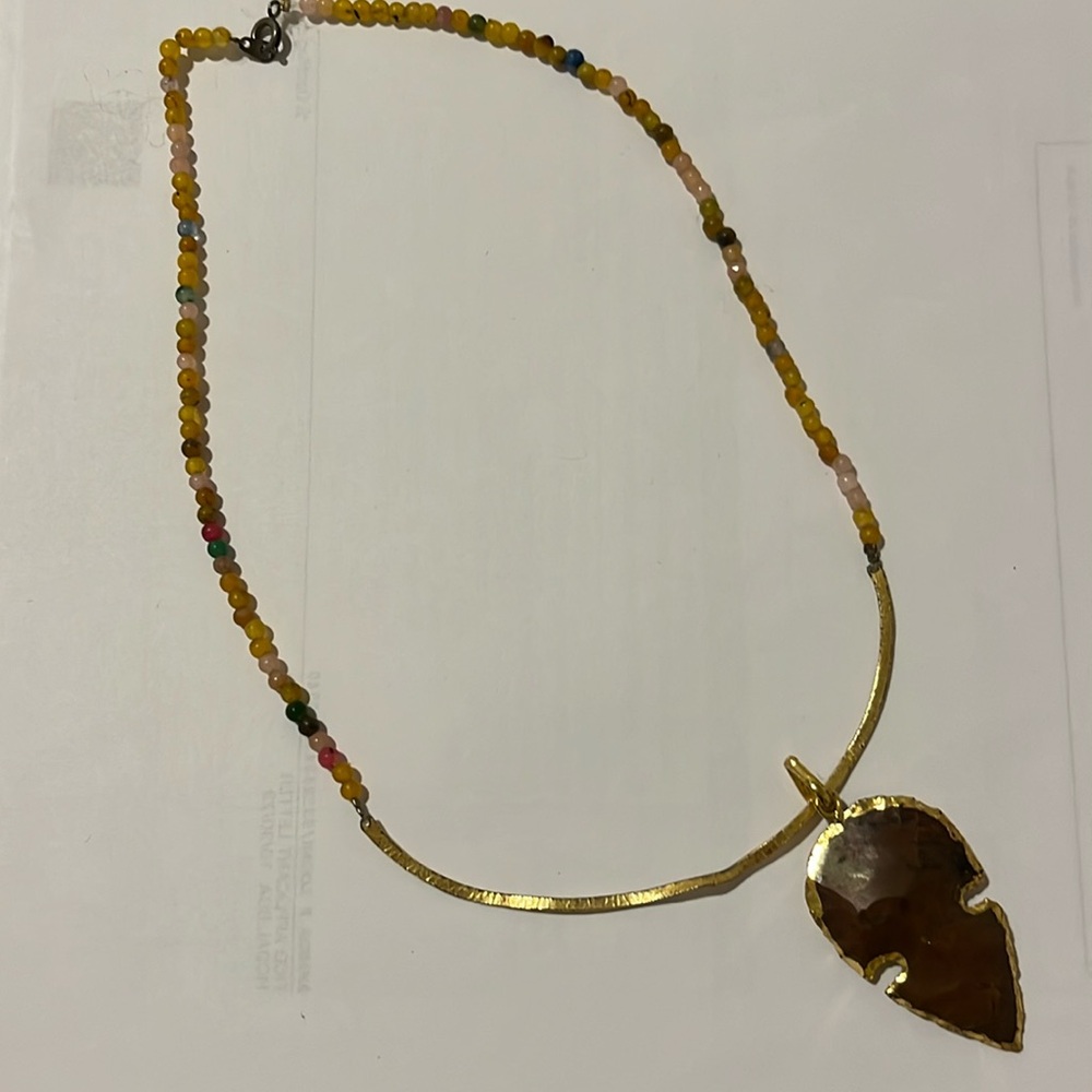 Multicolored stone and arrowhead necklace